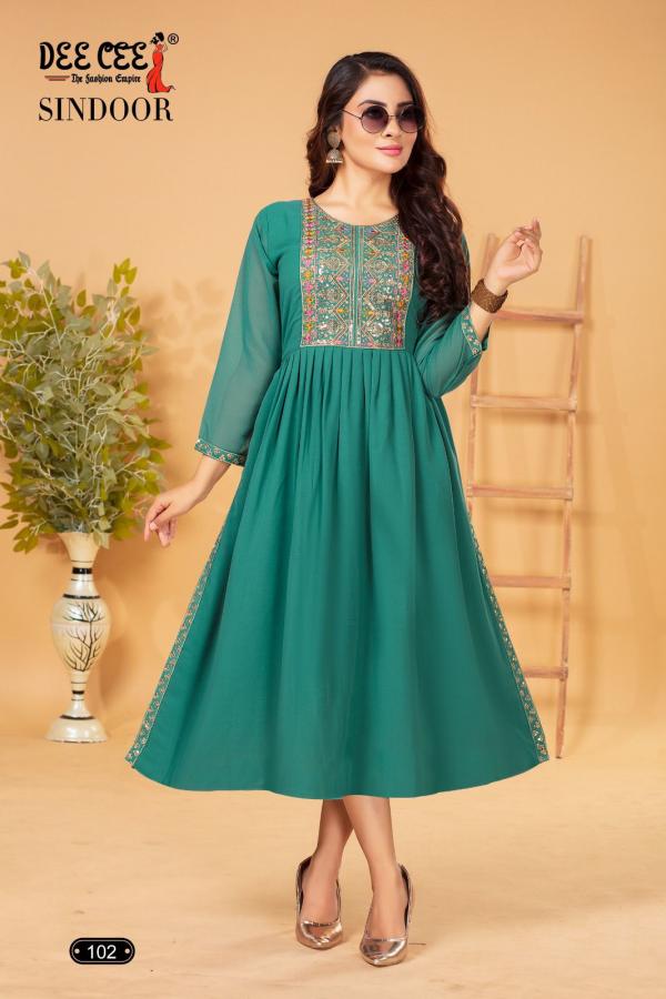 Deecee Sindoor Flaired Long Naira Cut Kurti Collection